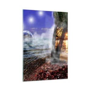 Glastavla - Bild på glas - Surrealistiskt landskap - naturens enighet - 50x70 cm