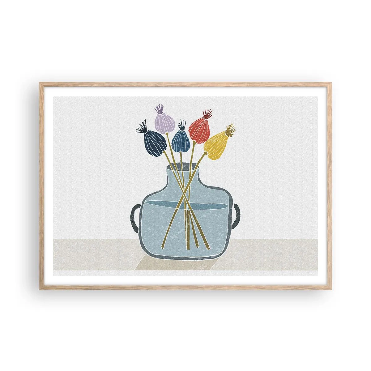 Affisch i ram av ljusek - Vallmovas - 100x70 cm