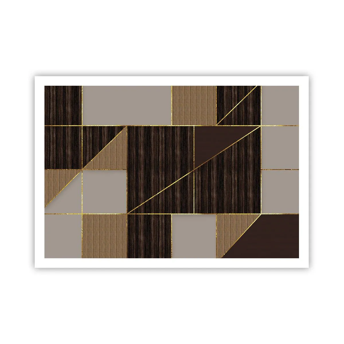 Affisch - Mosaik av brun och guld - 100x70 cm