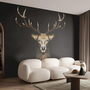 Fototapet Premium Sand - Kubistisk hjort - Djur, Rådjur, Grafik - 350x256 cm