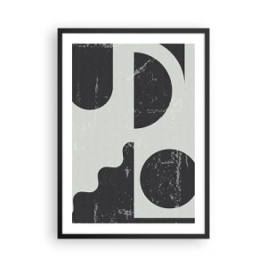 Affisch i svart ram - Abstrakt geometrisk komposition i svart och grått - 50x70cm - Komposition ovanför och under - Modern väggdekoration för vardagsrum och sovrum ARTTOR