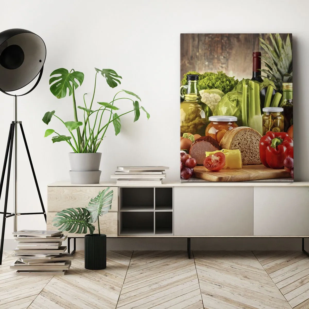 Canvastavla - Bild på duk - Rökt, ugnstekt, marinerad - 45x80 cm
