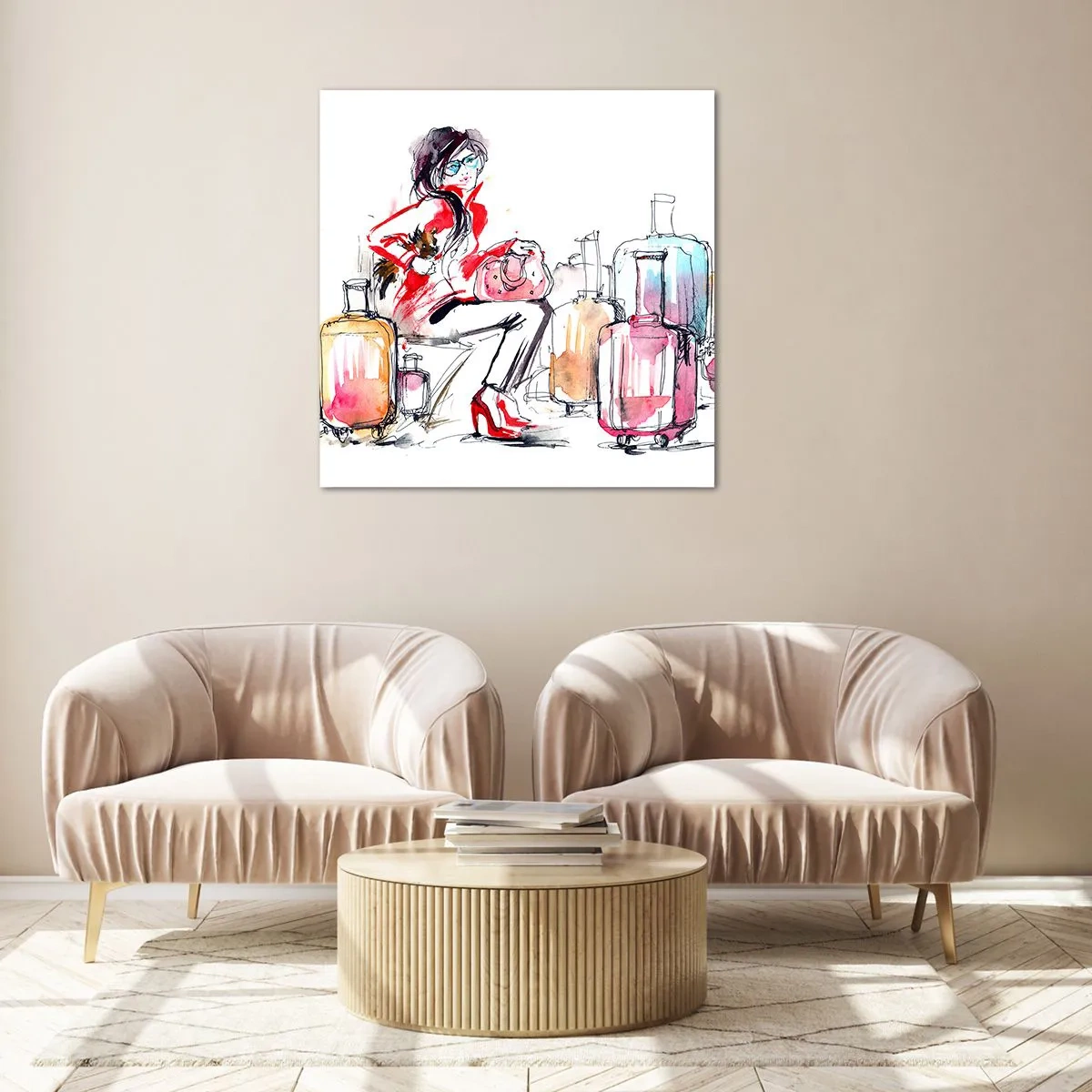 Glastavla - Bild på glas - Låt oss sätta oss inför resan - 60x60 cm