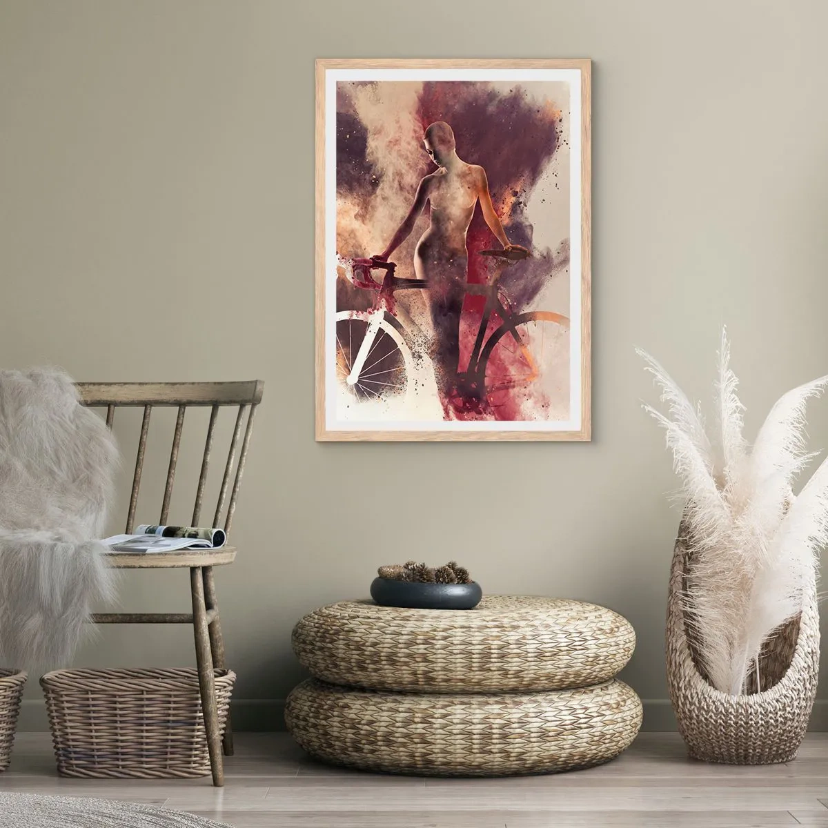 Affisch i ram av ljusek - Cyklelsjäl i marmorform - 50x70 cm