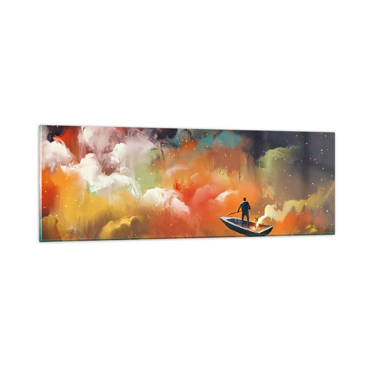 Glastavla - Bild på glas - I båten genom galaxen - 90x30 cm