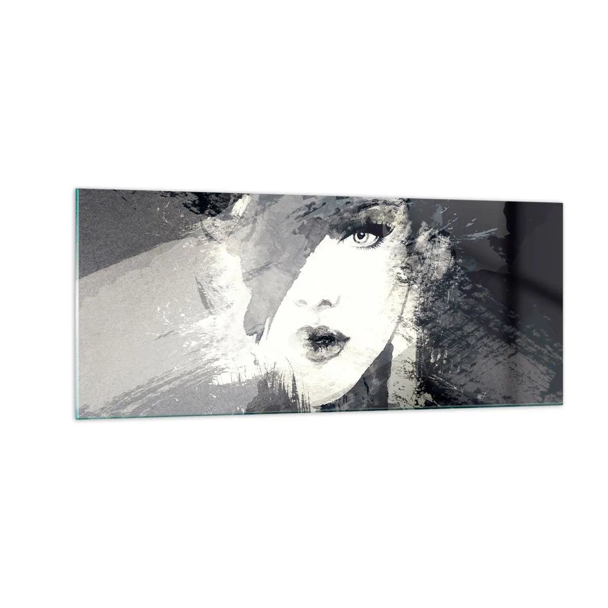 Glastavla - Bild på glas - Bakom grå voile - 100x40 cm