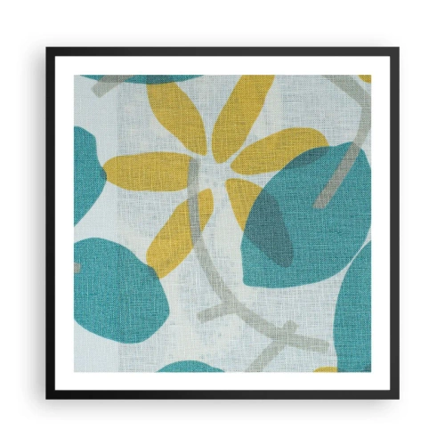 Affisch i svart ram - Bland azurblå blad - 60x60 cm