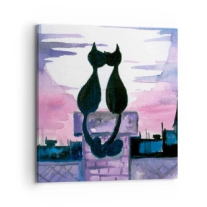 Canvastavla - Bild på duk - Rendez-vous under månen - 70x70 cm