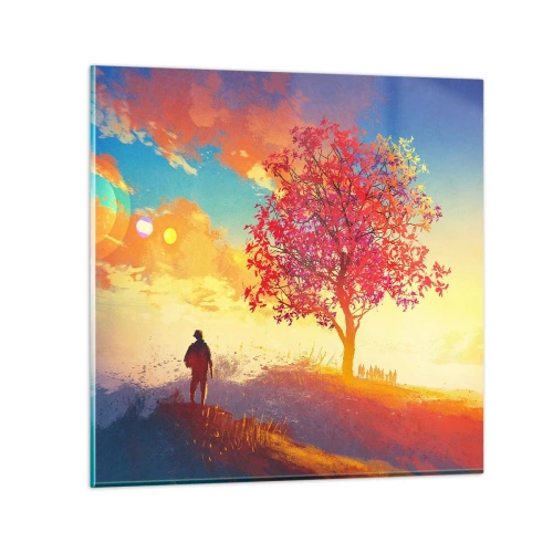 Glastavla - Bild på glas - Pilgrim i målet - 70x70 cm