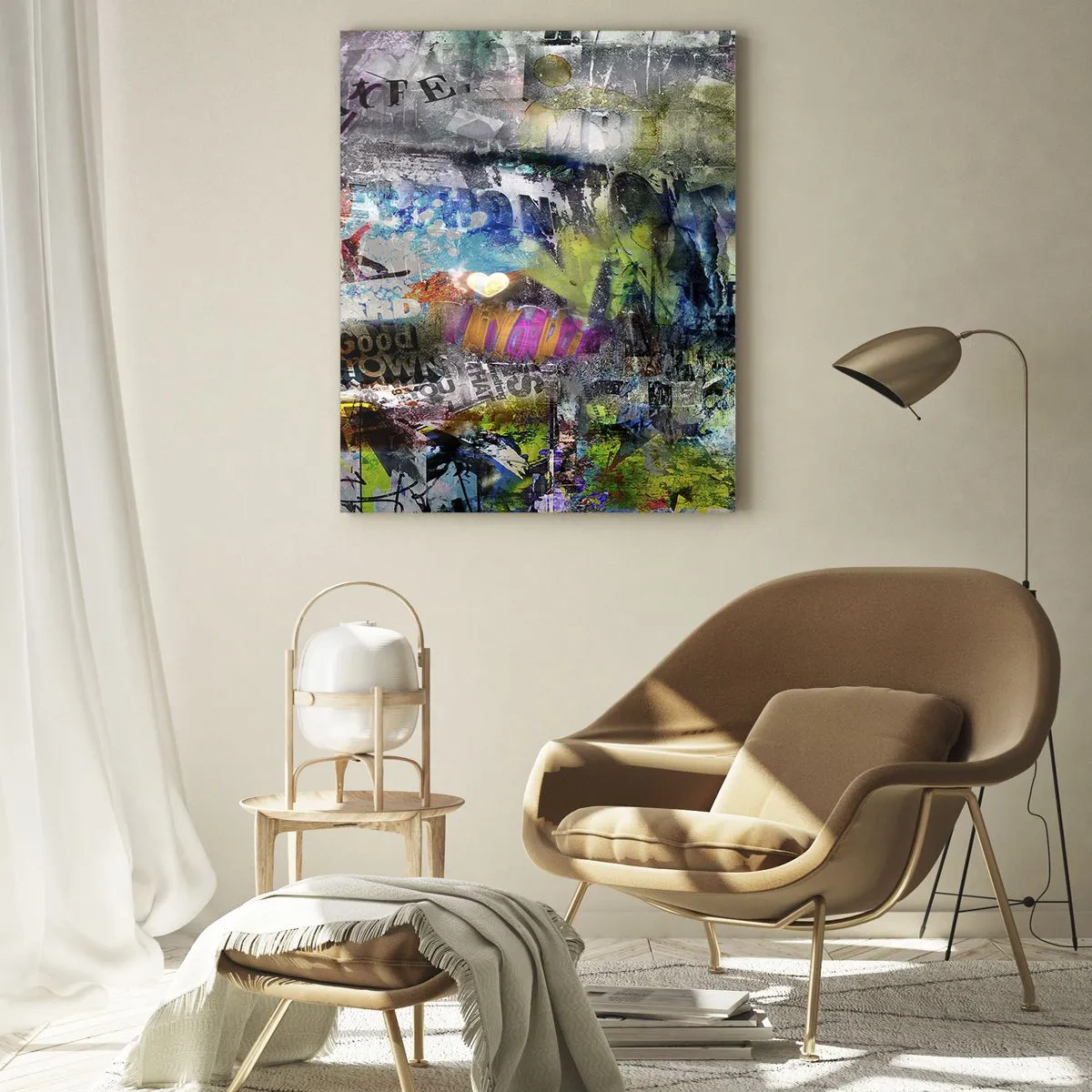 Glastavla - Bild på glas - Collage med minnen - 70x100 cm