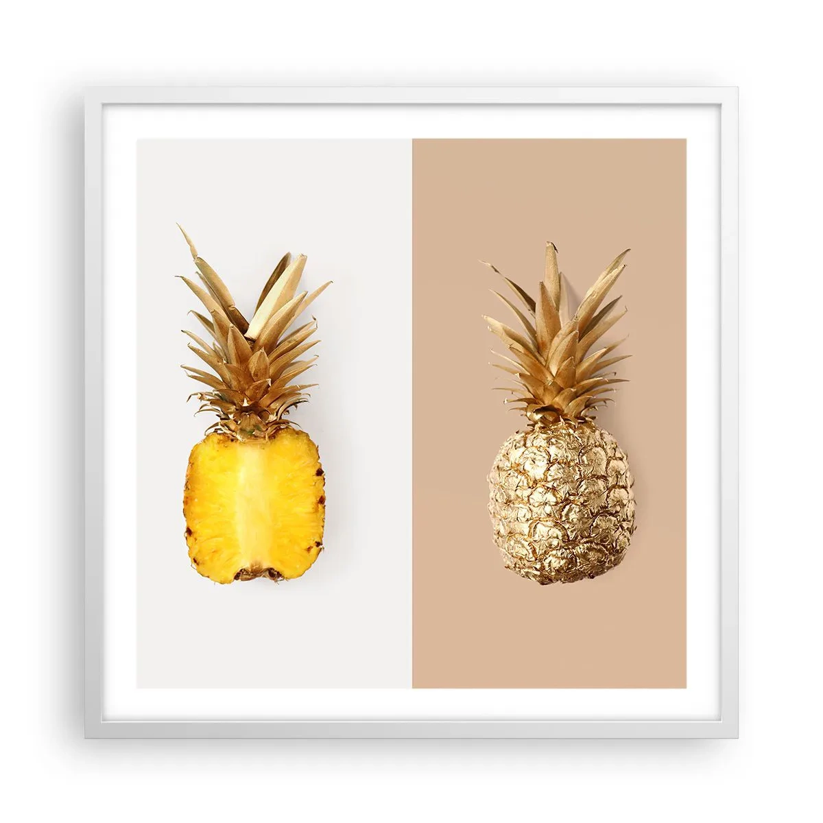 Affisch i vit ram - Ananas för oss - 60x60 cm