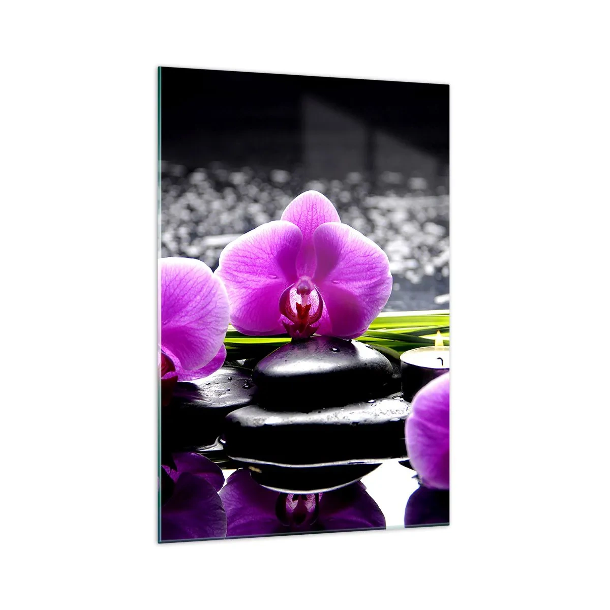 Glastavla - Bild på glas - Drunkna i tystnad och lugn - 70x100 cm