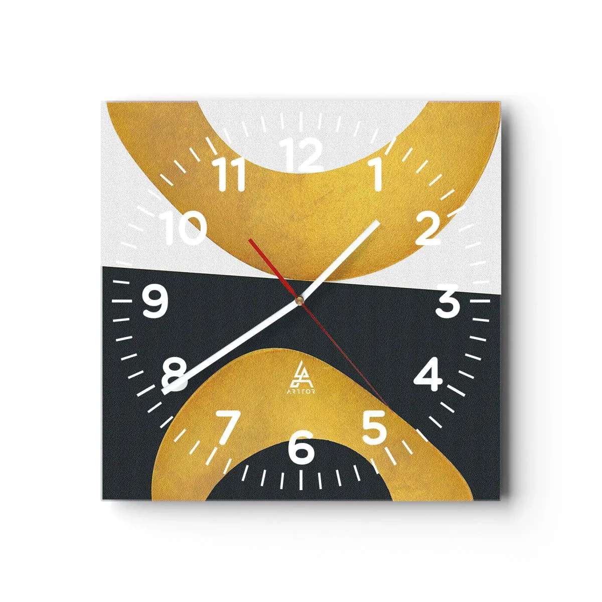 Väggklocka - Klocka på glas - Öfr det första: guld - 30x30 cm