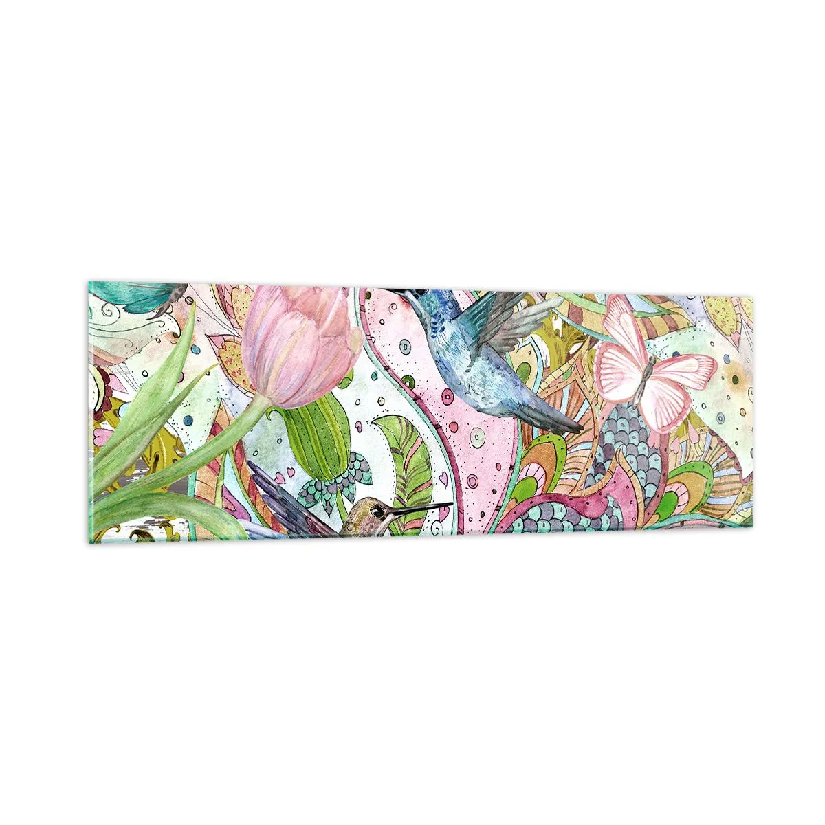 Glastavla - Bild på glas - Inbäddade i klätterväxter - 90x30 cm