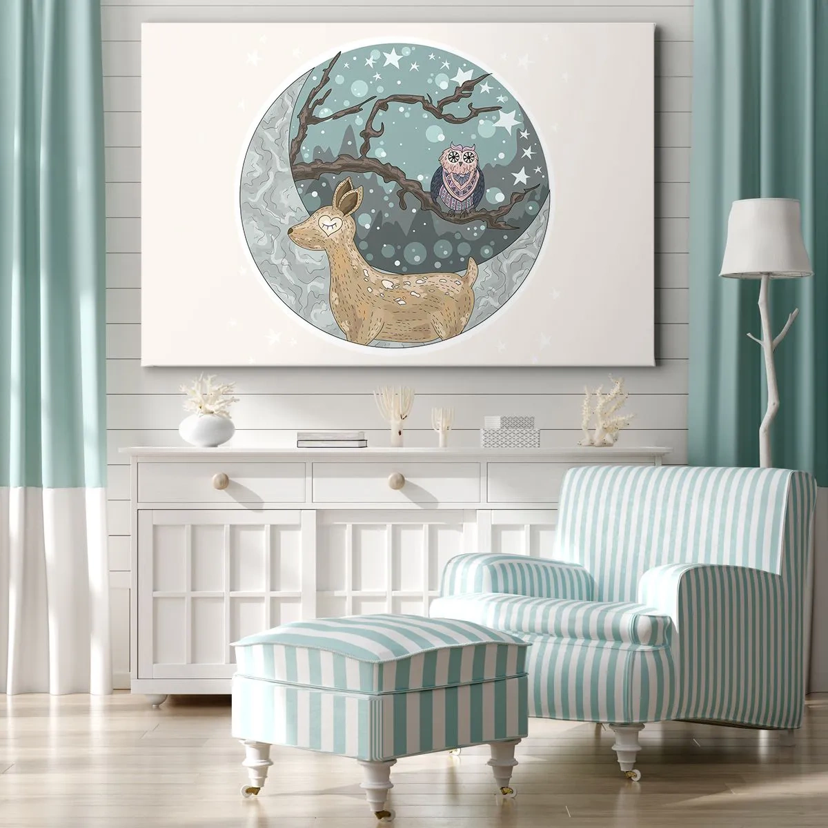 Canvastavla - Bild på duk - Sagolik skogsnatt - 100x70 cm