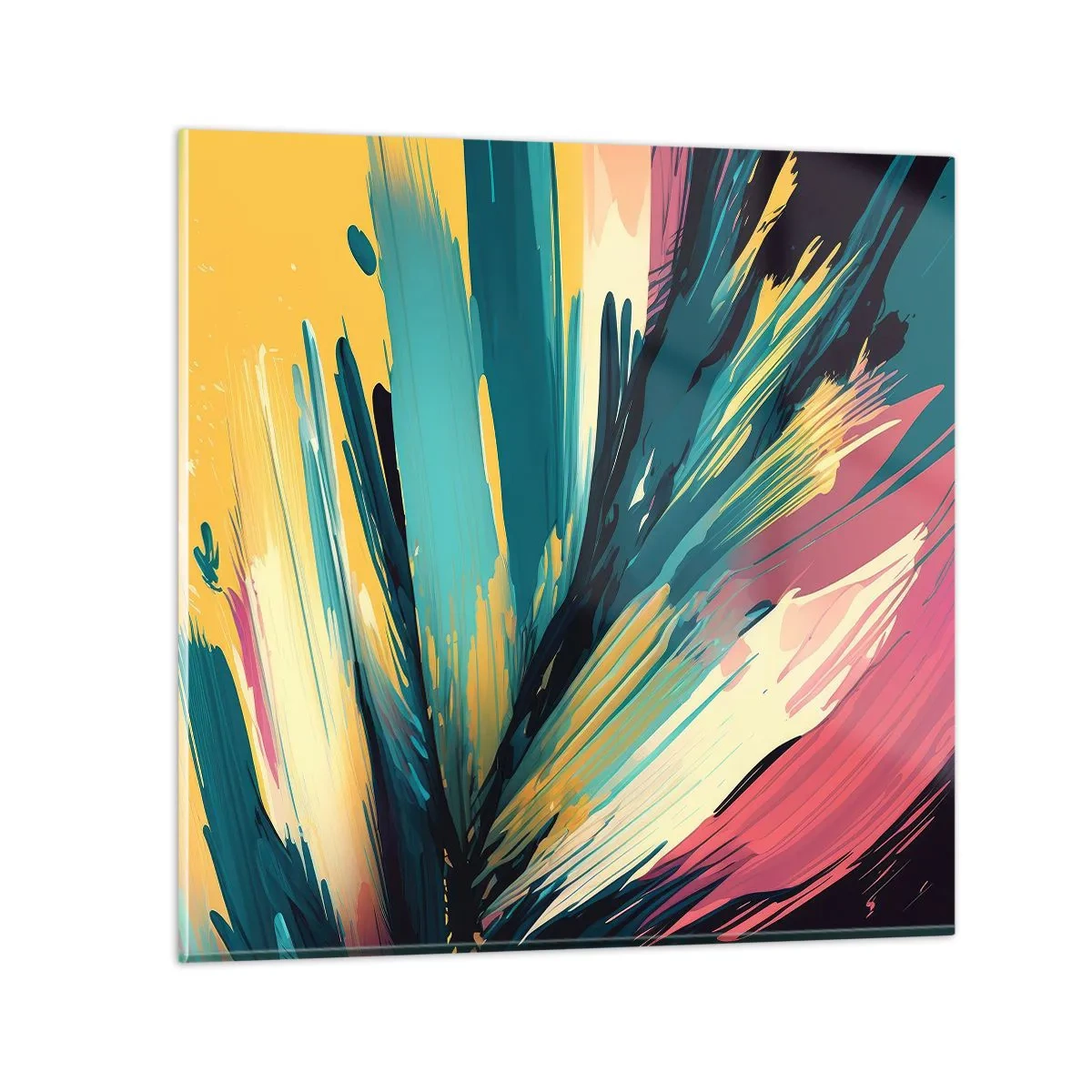 Glastavla - Bild på glas - Komposition - en explosion av glädje - 30x30 cm