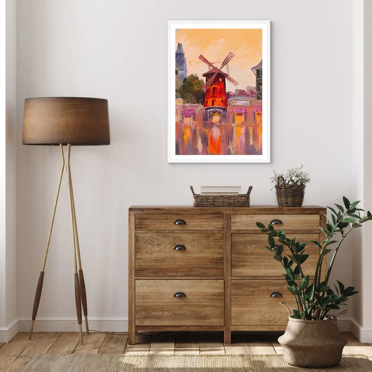Affisch i vit ram - Ikoner av Paris – Moulin Rouge - 61x91 cm