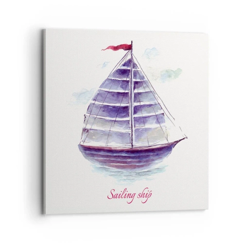 Canvastavla - Bild på duk - Fulla seglar och lugnt vatten - 70x70 cm