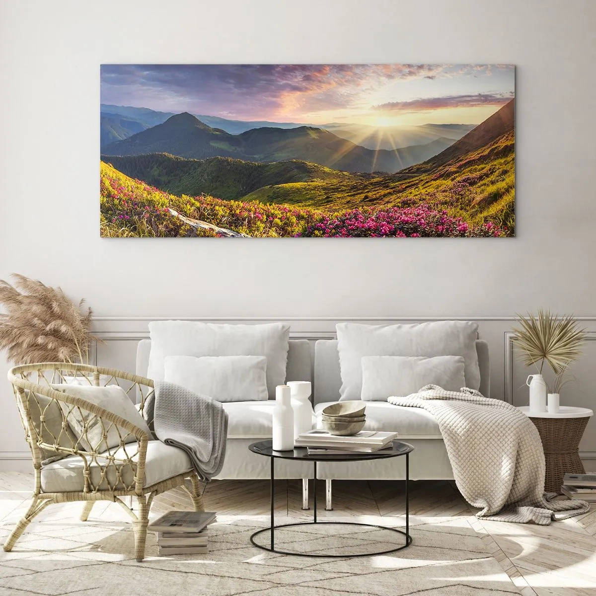 Glastavla - Bild på glas - Fjällmorgonens fräschhet - 90x30 cm