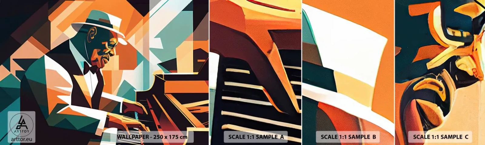 Fototapet Prov Standard Eco - Allt som är jazz - Piano, Piano, Kubism - 100x30 cm