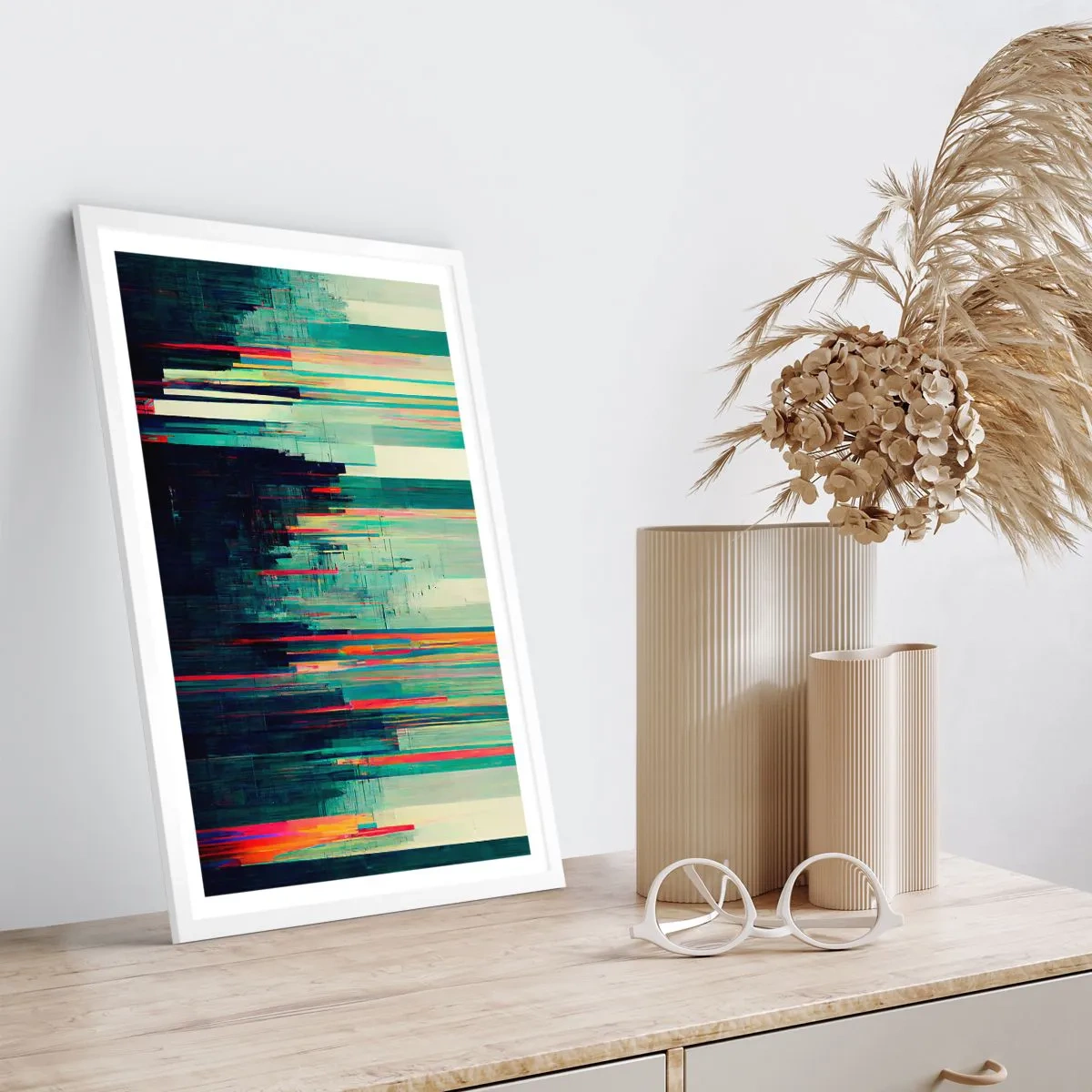 Affisch i vit ram - Futuristisk stad - 61x91 cm