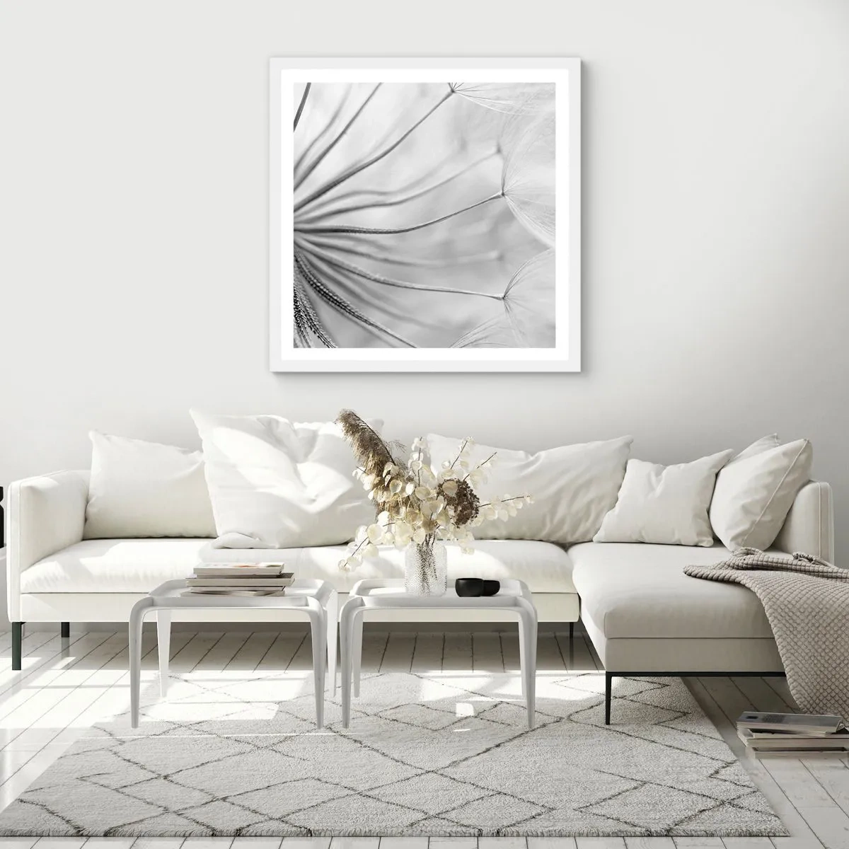 Affisch i vit ram - Blåsande, flygande drakar - 40x40 cm