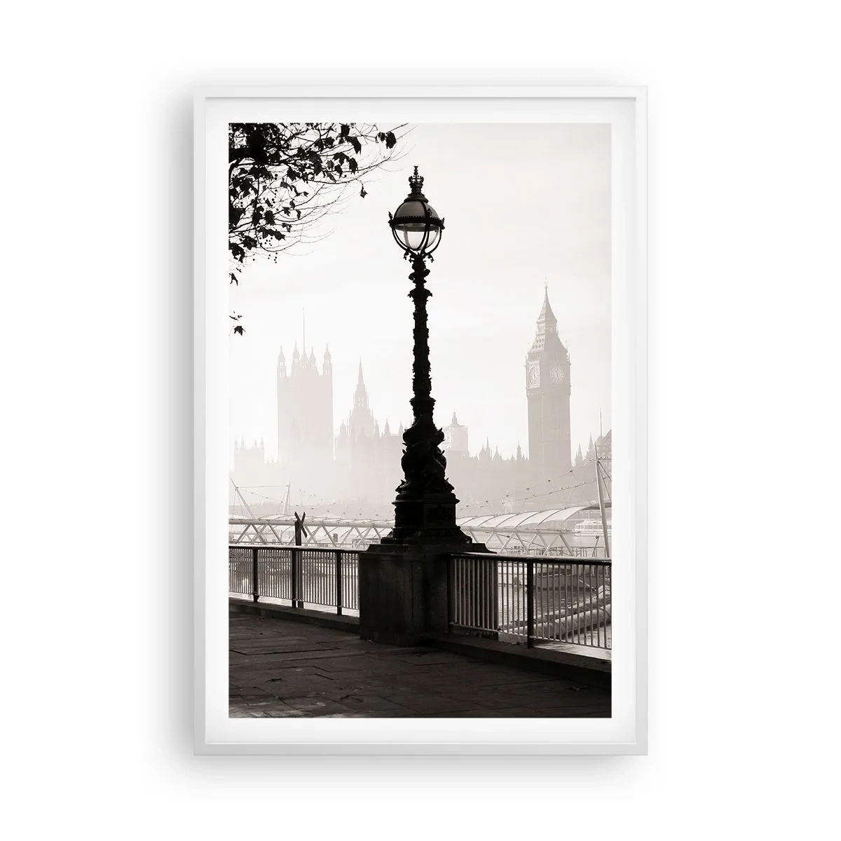 Affisch i vit ram - Morgon i London - 61x91 cm
