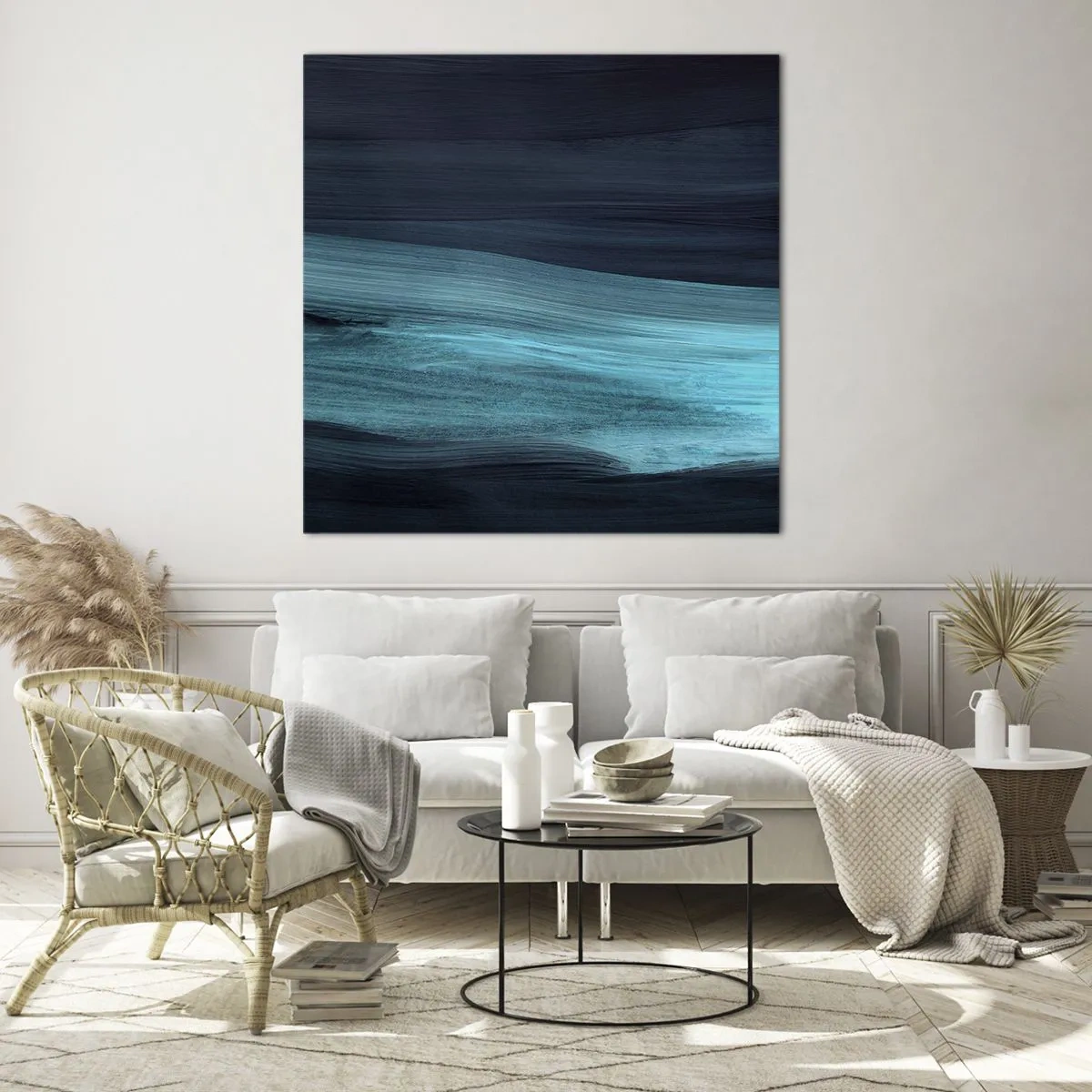 Glastavla - Bild på glas - Flyt med strömmen - 70x70 cm