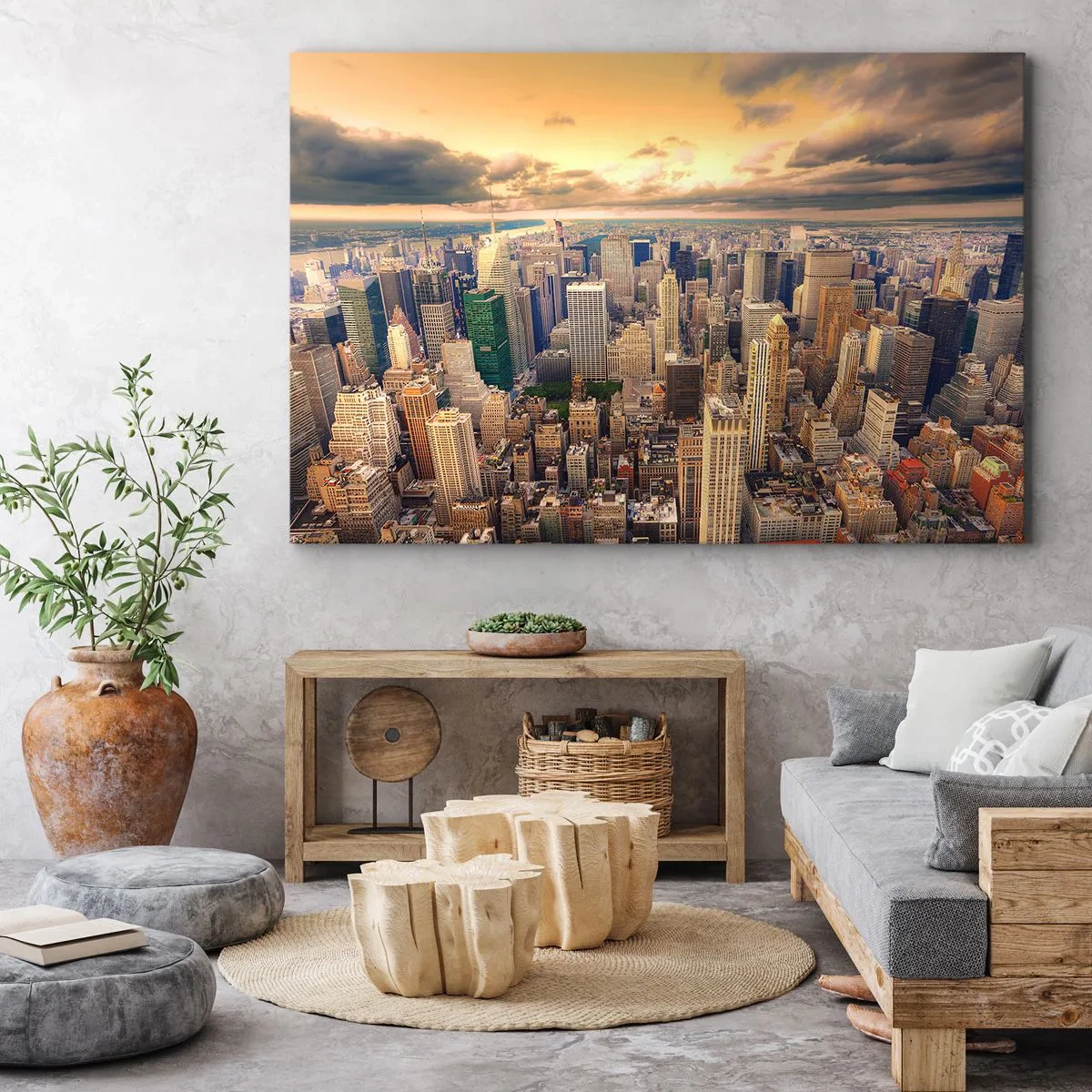 Canvastavla - Bild på duk - Förgylld metropolis - 100x70 cm