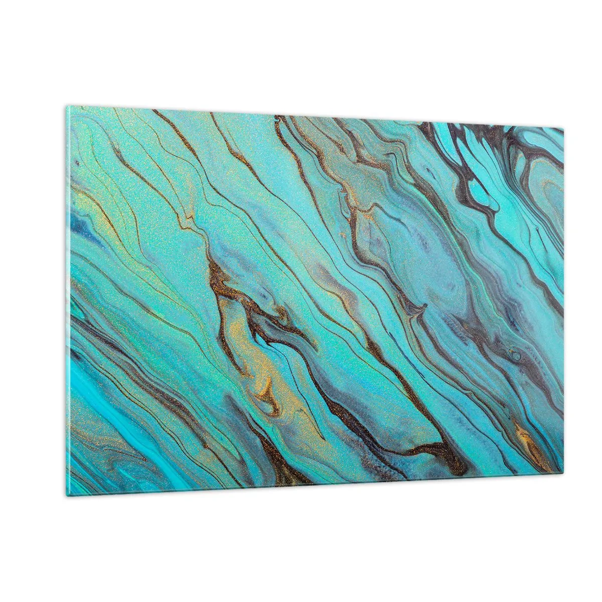 Glastavla - Bild på glas - Turkost tidvatten - 120x80 cm