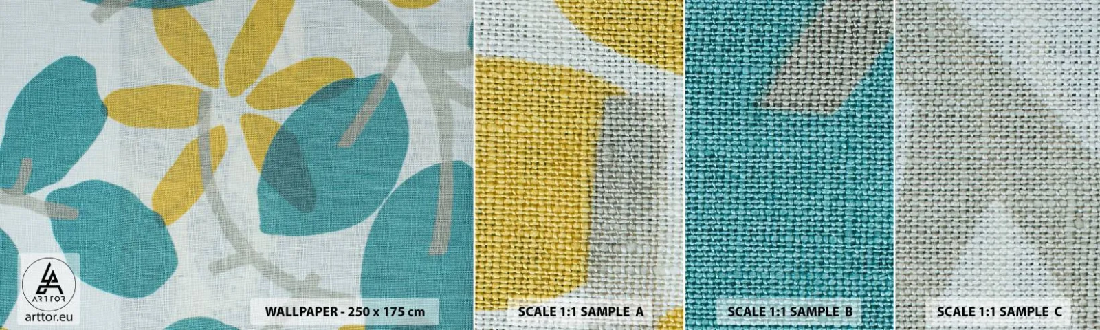 Fototapet Prov Standard Eco - Bland azurblå blad - Boho, Blommor, Minimalism - 100x30 cm