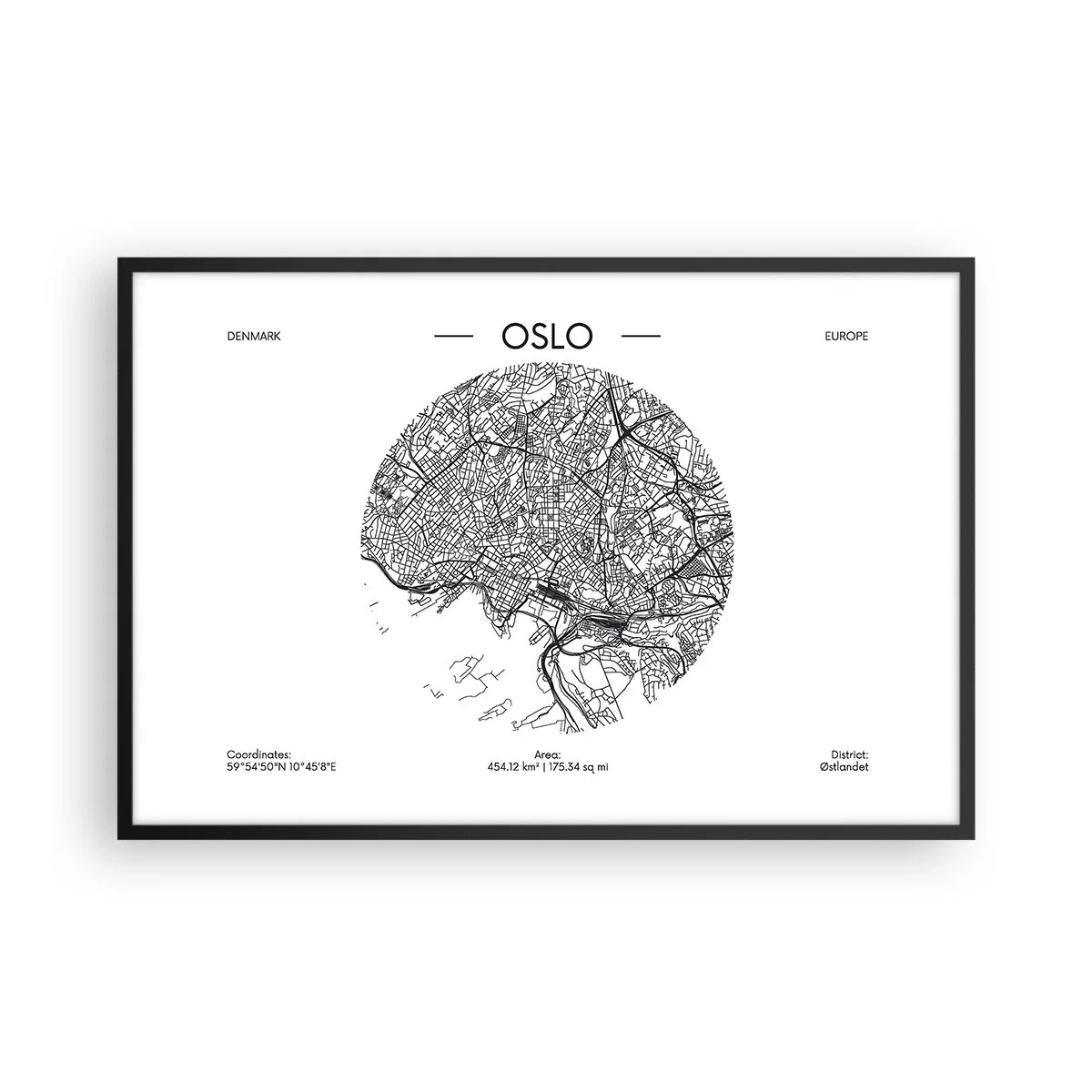Affisch i svart ram - Oslos anatomi - 91x61 cm
