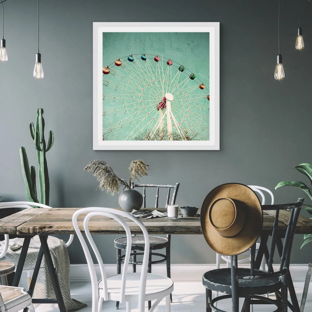 Affisch i vit ram - Välkommen att ha kul - 50x50 cm