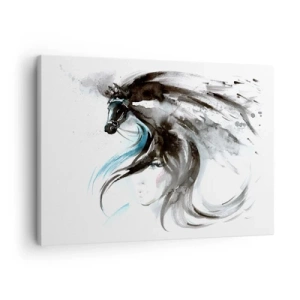 Canvastavla - Bild på duk - En kvinna och en häst i en mystisk akvarell full av dynamik - 70x50cm - Svarta prinsens galopp - Modern väggdekoration för vardagsrum och sovrum ARTTOR