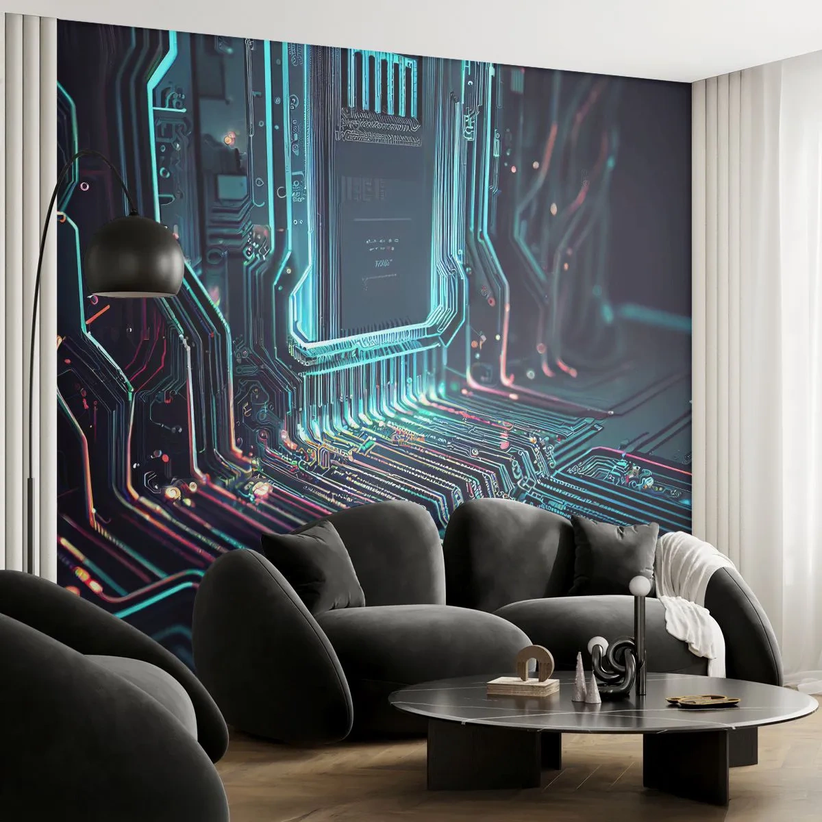 Fototapet Premium Canvas - Så här tänker jag... - Teknologi, Dator, Processor - 250x175 cm