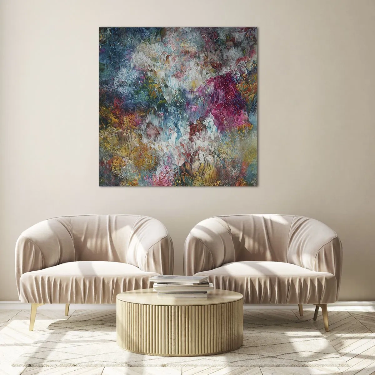 Glastavla - Bild på glas - I full blom - 70x70 cm