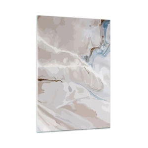 Glastavla - Bild på glas - Blåa meanderlopp under vithet - 50x70 cm