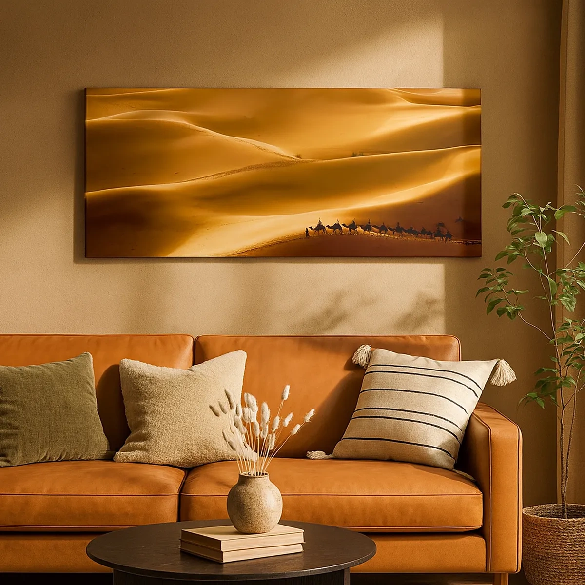 Canvastavla - Bild på duk - En karavan på öknens vågor - 30x30 cm