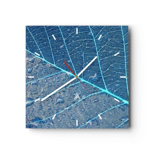 Väggklocka - Klocka på glas - Livet i det blåa - 30x30 cm