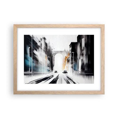 Affisch i ram av ljusek - Stadsstudie: arkitektur och rörelse - 40x30 cm