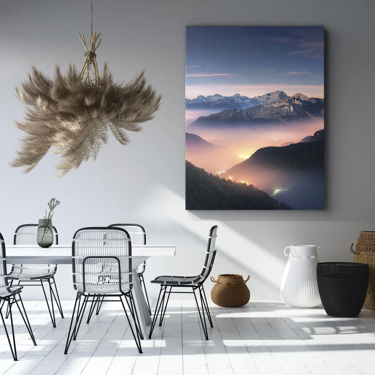 Canvastavla - Bild på duk - Ljus i dalarna - 55x100 cm