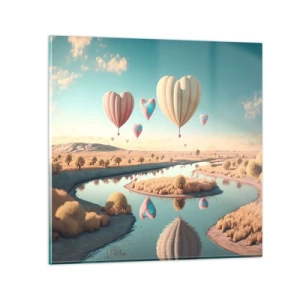 Glastavla - Bild på glas - Kärleken låter dig sväva - 60x60 cm