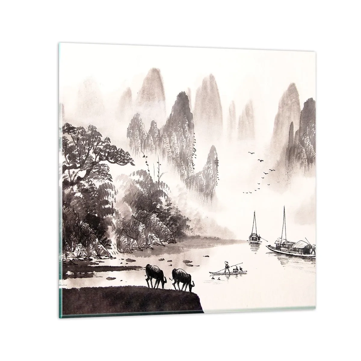 Glastavla - Bild på glas - Österns exotiska vardag - 70x70 cm