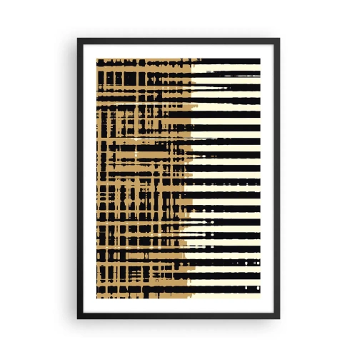 Affisch i svart ram - Geometriskt mönster med linjer och varma färger - 50x70cm - Arkitektonisk abstraktion - Modern väggdekoration för vardagsrum och sovrum ARTTOR