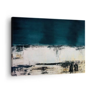 Canvastavla - Bild på duk - Abstrakt horisontell komposition i nyanser av marinblått och vitt - 70x50cm - Horisontell komposition - Modern väggdekoration för vardagsrum och sovrum ARTTOR