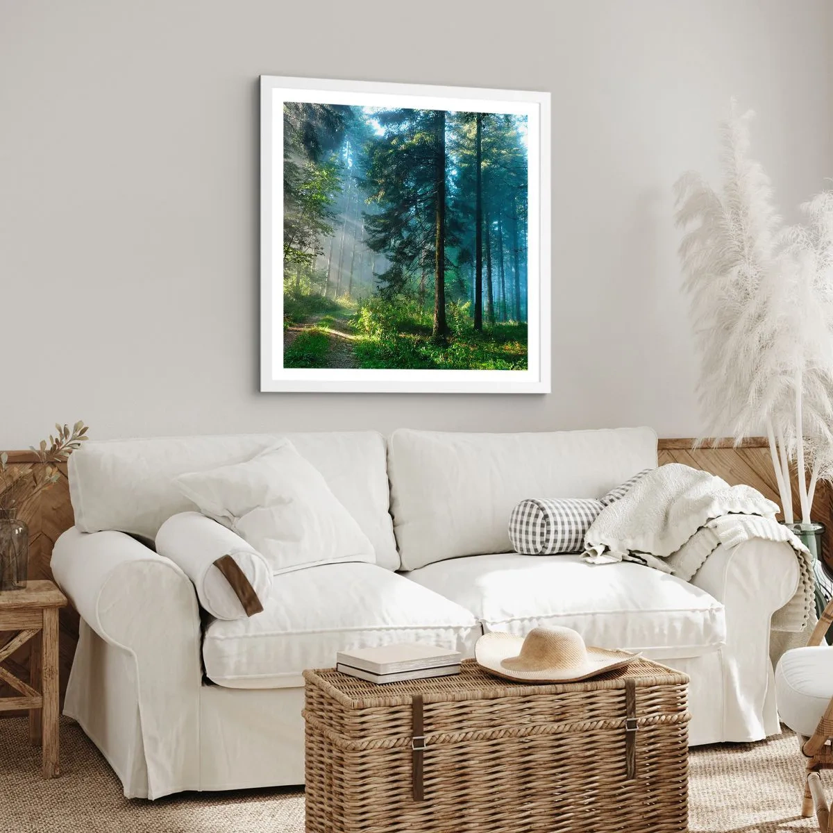 Affisch i vit ram - Strålande på morgonen - 50x50 cm