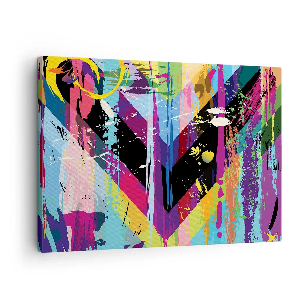Canvastavla - Bild på duk - Abstrakt mönster med färgglada geometriska former - 70x50cm - Uppifrån nedåt - Modern väggdekoration för vardagsrum och sovrum ARTTOR