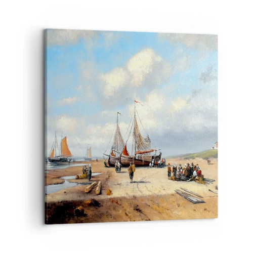 Canvastavla - Bild på duk - Efter en lyckad fångst - 50x50 cm