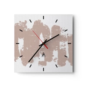 Väggklocka - Klocka på glas - Abstraktion i mjuk rosa - 30x30 cm