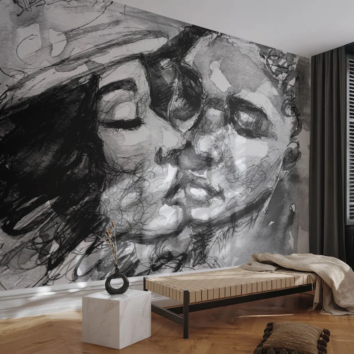 Fototapet Premium Canvas - Ett ömt ögonblick - Kyssar, Kärlek, Älskare - 150x105 cm